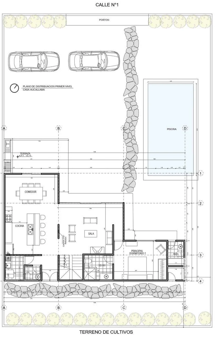 Plano de distribución del primer piso de CASA AUCALLAMA