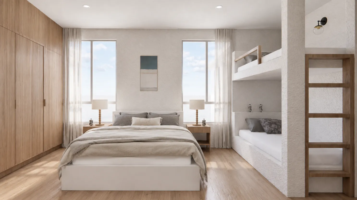 CASA LAGUNAS — Dormitorio con cama y camarote