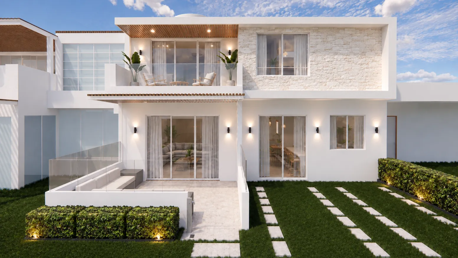 Render de la fachada del modelo CASA LAGUNAS de Sip House