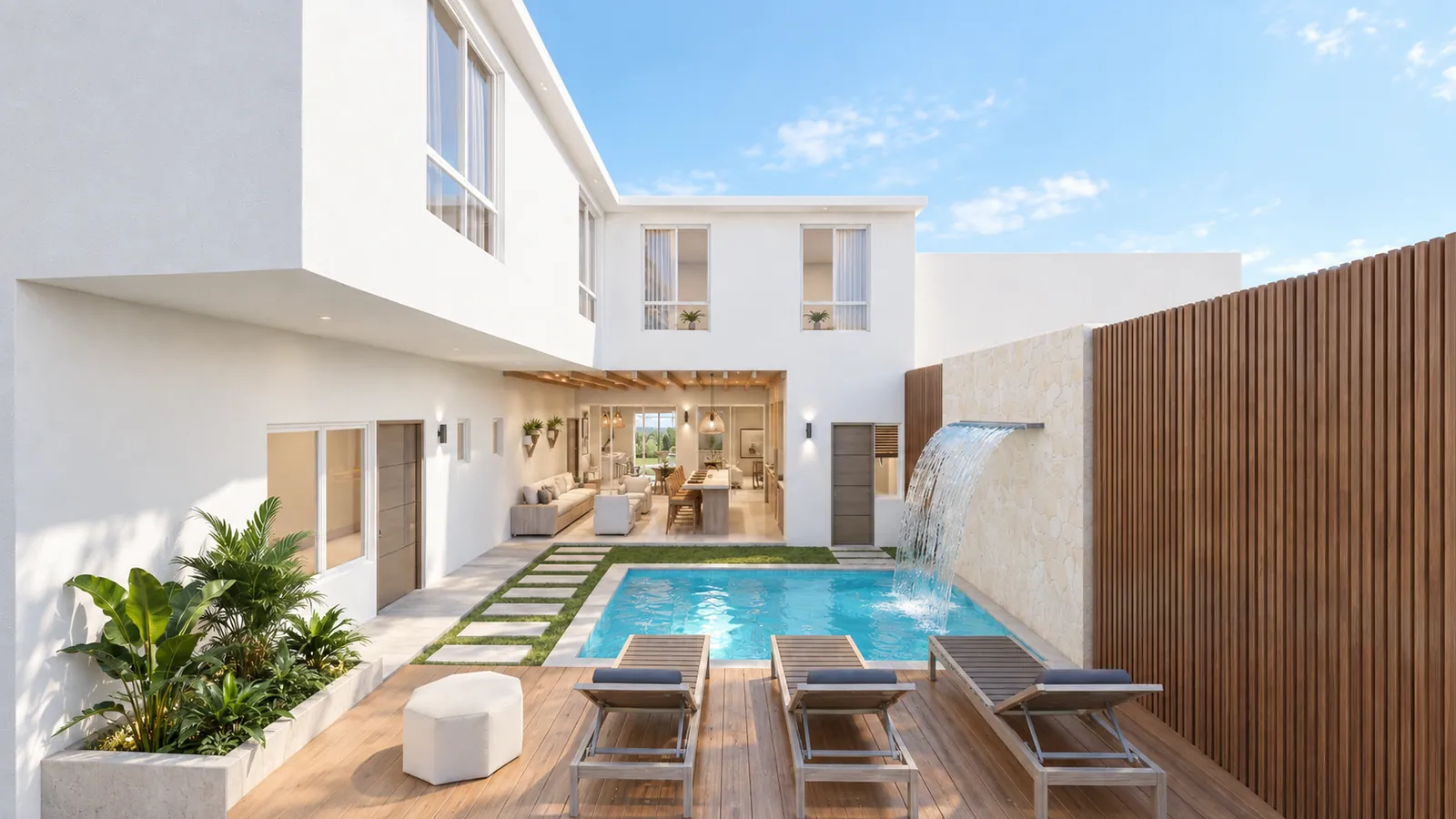 CASA LAGUNAS — Patio con piscina y cascada (se cotizan aparte)