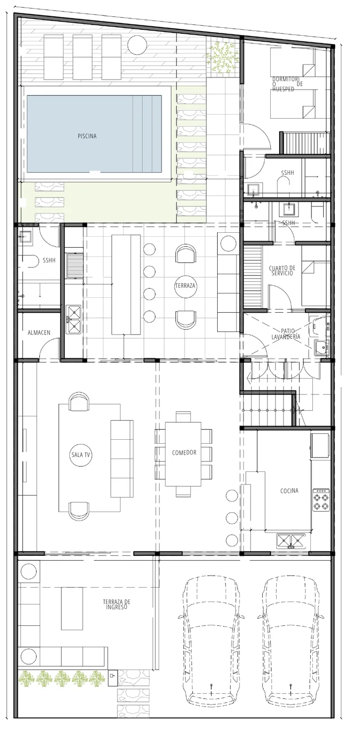Plano de distribución del primer piso de CASA LAGUNAS