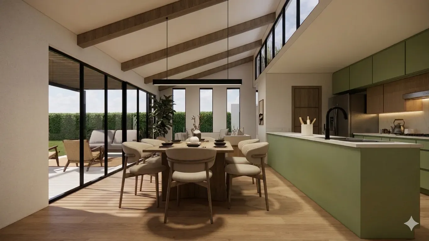 CASA TRUJILLO — Comedor y cocina con isla