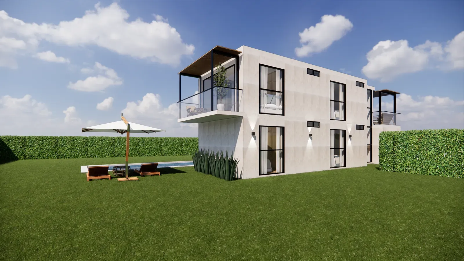 CASA TRUJILLO — Vista lateral con terraza y balcón