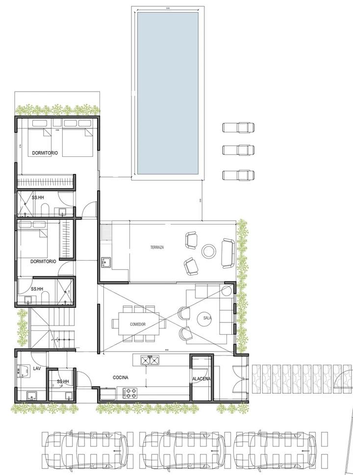 Plano de distribución del primer piso de CASA TRUJILLO