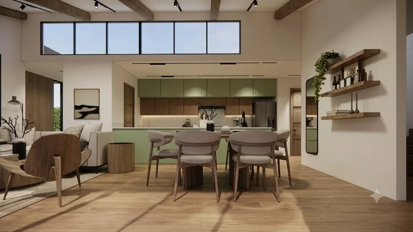 CASA TRUJILLO — Sala y comedor de doble altura