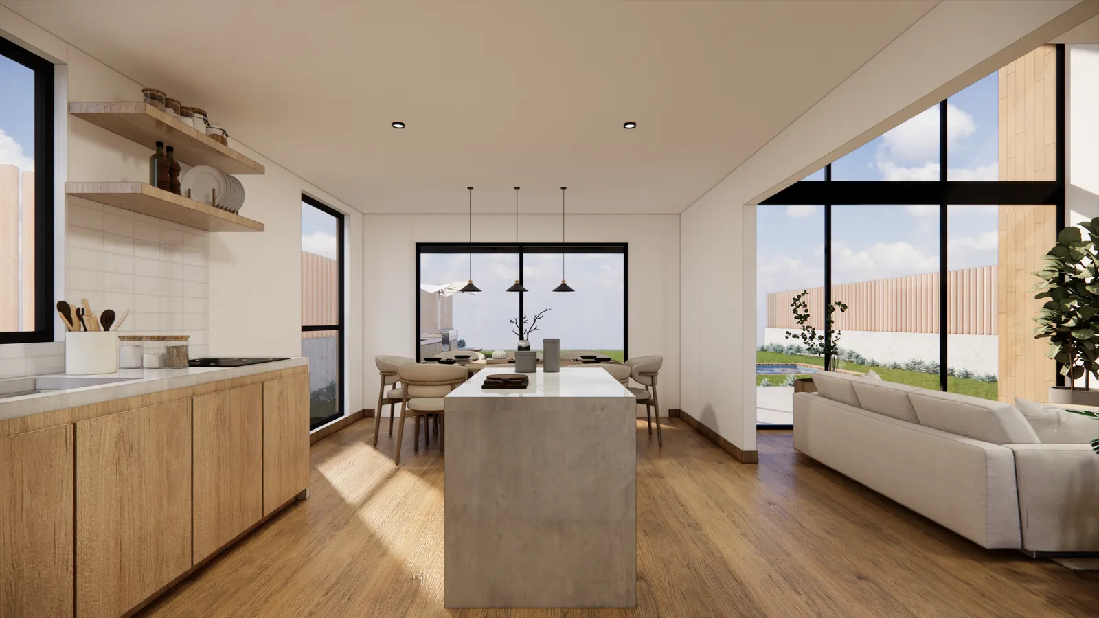 CASA ZORRITOS — Cocina con isla abierta a la sala